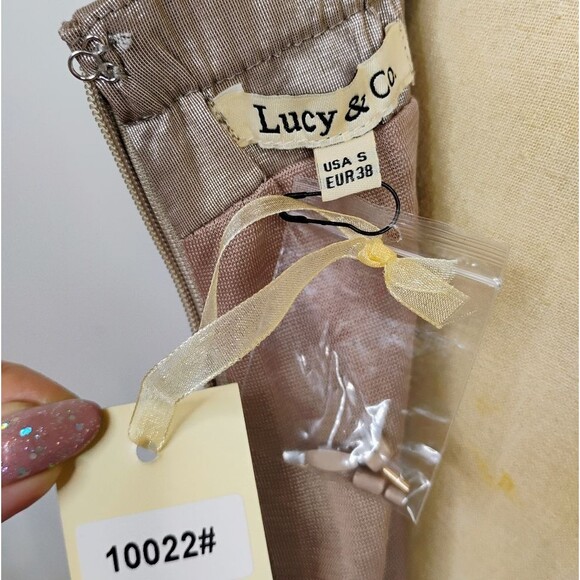 Lucy & Co. Champagne Beaded Mini Dress Stretchy size Small - Picture 14 of 16